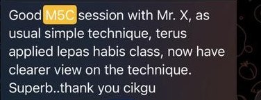 Feedback Telegram tentang sesi M5C