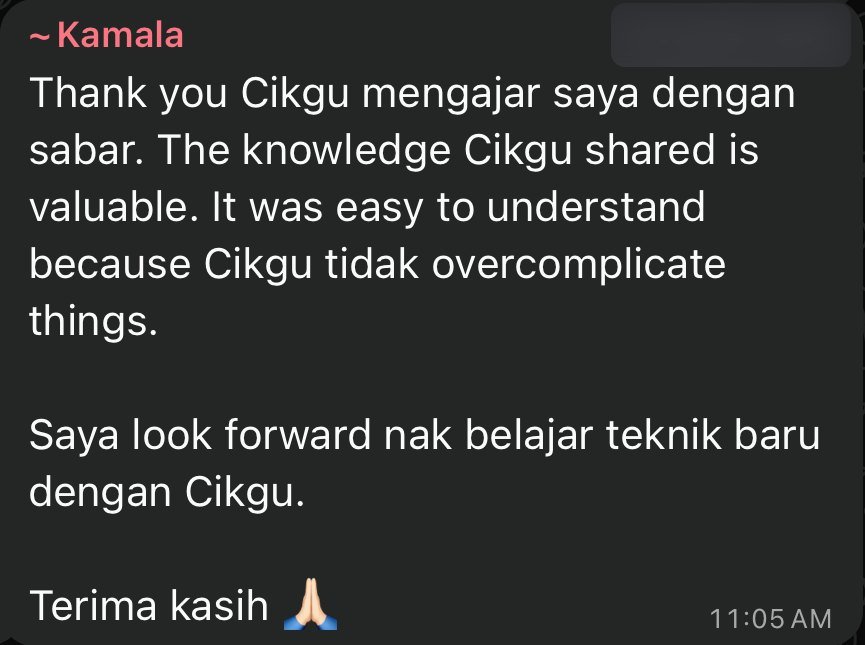 Feedback WhatsApp tentang cara cikgu mengajar